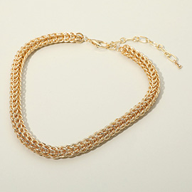 Thick Braided Metal Chain Necklace
