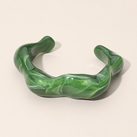 Chunky Sculptural Marbled Resin Cuff Bracelet