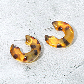 Tortoise Resin Hoop Earrings