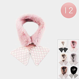 12PCS - Faux Fur Bow Tie Design Collar Scarves