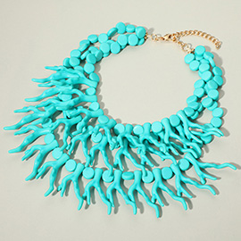 Bold Layered Coral Statement Necklace
