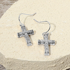Vintage Metal Cross Dangle Earrings