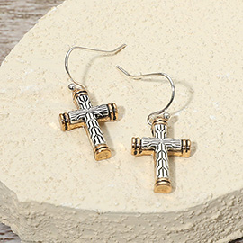 Vintage Metal Cross Dangle Earrings