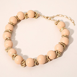 Bold Wooden Beaded Statement Necklace