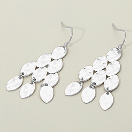 Hammered Metal Tiered Drop Dangle Earrings