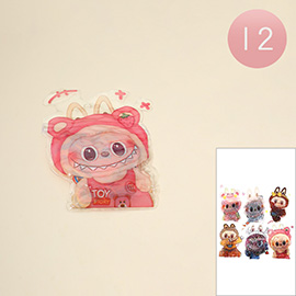 12PCS - Elastic Hairbands in Monster Bunny Character Pouches
