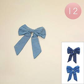 12PCS - Denim Fabric Bow Hair Clips