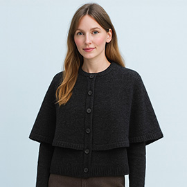 Cozy Knit Button Front Cape Poncho