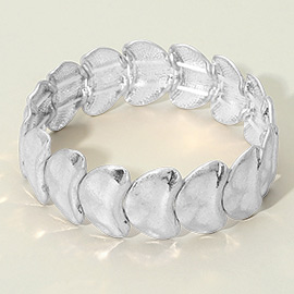Abstract Brushed Metal Plated Beaded Stretch Bracelet
