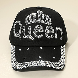 Bling Studded QUEEN Message Glam Baseball Cap