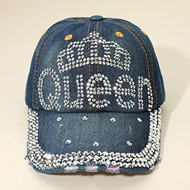 Bling Studded QUEEN Message Glam Baseball Cap