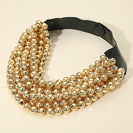 Chunky Acrylic Ball Beaded Multi Layered Faux Leather Magnetic Necklace