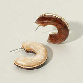 Chunky Two Tone Resin Hoop Earrings