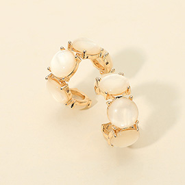 Boho Oval Resin Pebble Stone Hoop Earrings