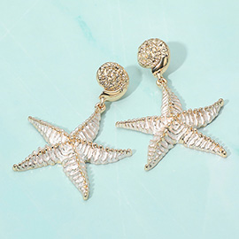Gold Dipped Starfish Dangle Statement Earrings