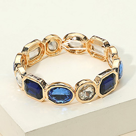 Oval Emerald Cut Stone Accented Stretch Bracelet