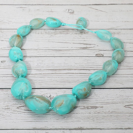 Marbled Chunky Pebble Beaded Statement Necklace