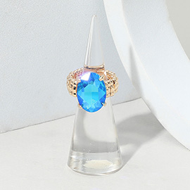 Faceted Oval Stone Cluster Stretch Ring