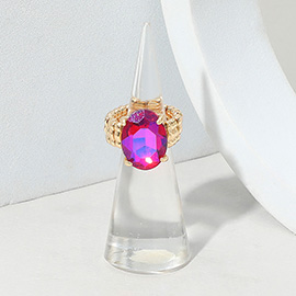 Faceted Oval Stone Cluster Stretch Ring