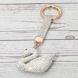 Bling Studded Swan Keychain Bag Charm