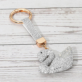 Bling Studded Swan Keychain Bag Charm