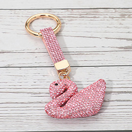 Bling Studded Swan Keychain Bag Charm