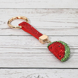 Bling Studded Watermelon Slice Keychain Bag Charm