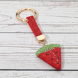 Bling Studded Watermelon Slice Keychain Bag Charm