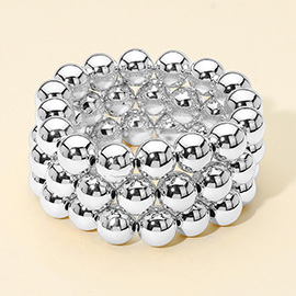3PCS - Metal Ball Beaded Stretch Multi Layered Bracelets