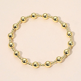 Stainless Steel Alternating Beaded Stretch Bracelet