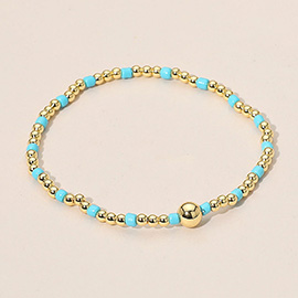Stainless Steel Seed Beaded Stretch Bracelet