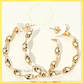 18K Gold Filled Hypoallergenic Twisted Open Hoop Earrings