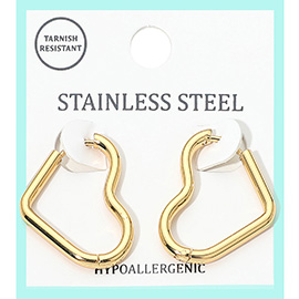 Stainless Steel Heart Huggie Hoop Earrings
