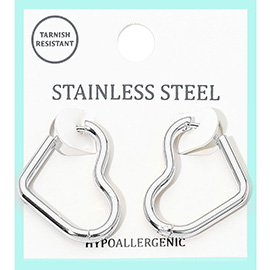 Stainless Steel Heart Huggie Hoop Earrings