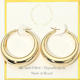 18K Gold Filled Bold Hypoallergenic Pin Catch Hoop Earrings