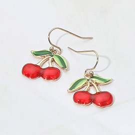 Enamel Cherry Dangle Earrings