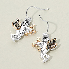 Two Tone Metal Angle Dangle Earrings