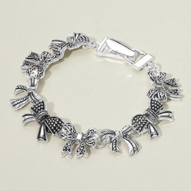 Antique Metal Vintage Bow Link Magnetic Bracelet