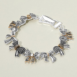 Antique Metal Vintage Bow Link Magnetic Bracelet