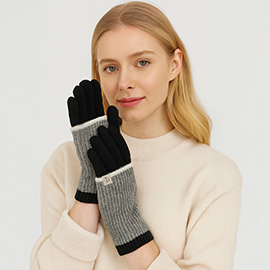Color Block Layered Knit Winter Gloves