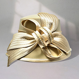 Rhinestone Bow Accent Elegant Dressy Hat