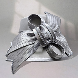 Rhinestone Bow Accent Elegant Dressy Hat