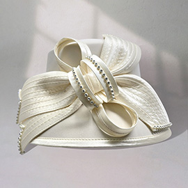 Rhinestone Bow Accent Elegant Dressy Hat