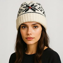 Snowflake Pattern Knit Winter Beanie Hat