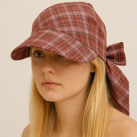 Plaid Bow Back Scarf Baseball Cap