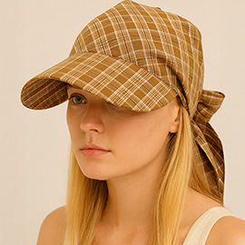 Plaid Bow Back Scarf Baseball Cap