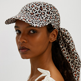 Leopard Print Bow Back Scarf Baseball Cap