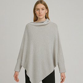 Asymmetrical Cowl Neck Lurex Poncho