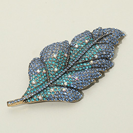 Rhinestone Paved Leaf Pin Brooch