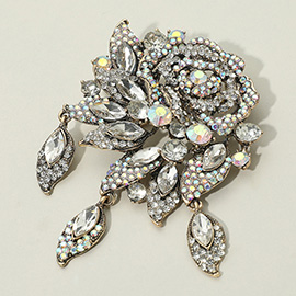 Rhinestone Embellished Rose Flower Pin Brooch